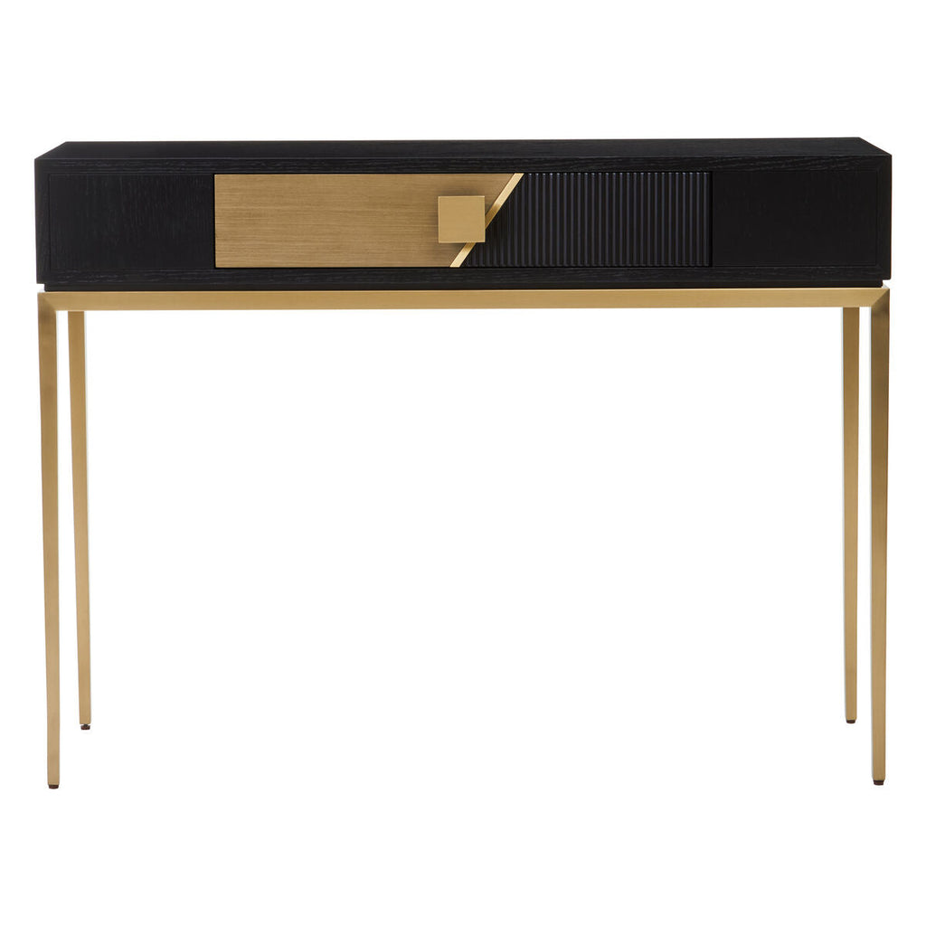 Orsina Davoli Console Table – Fluted Black and Gold with Drawer