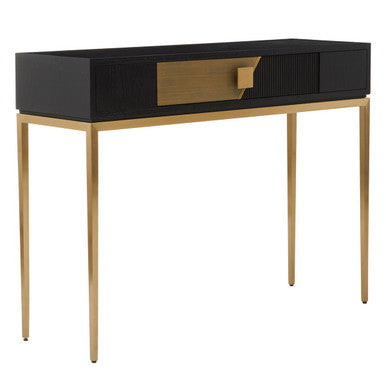Orsina Davoli Console Table – Fluted Black and Gold with Drawer