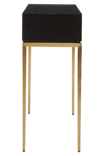 Orsina Davoli Console Table – Fluted Black and Gold with Drawer
