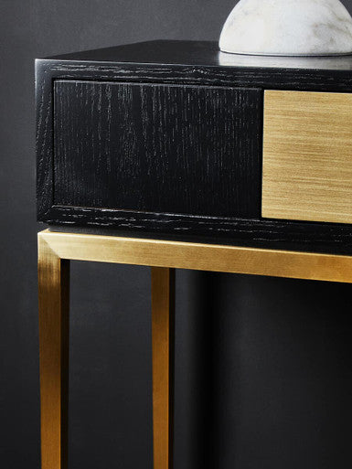 Orsina Davoli Console Table – Fluted Black and Gold with Drawer