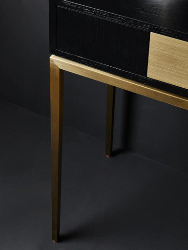 Orsina Davoli Console Table – Fluted Black and Gold with Drawer