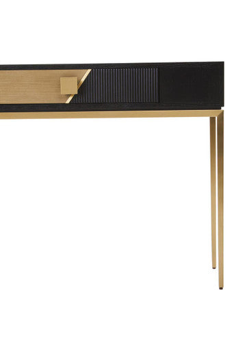 Orsina Davoli Console Table – Fluted Black and Gold with Drawer