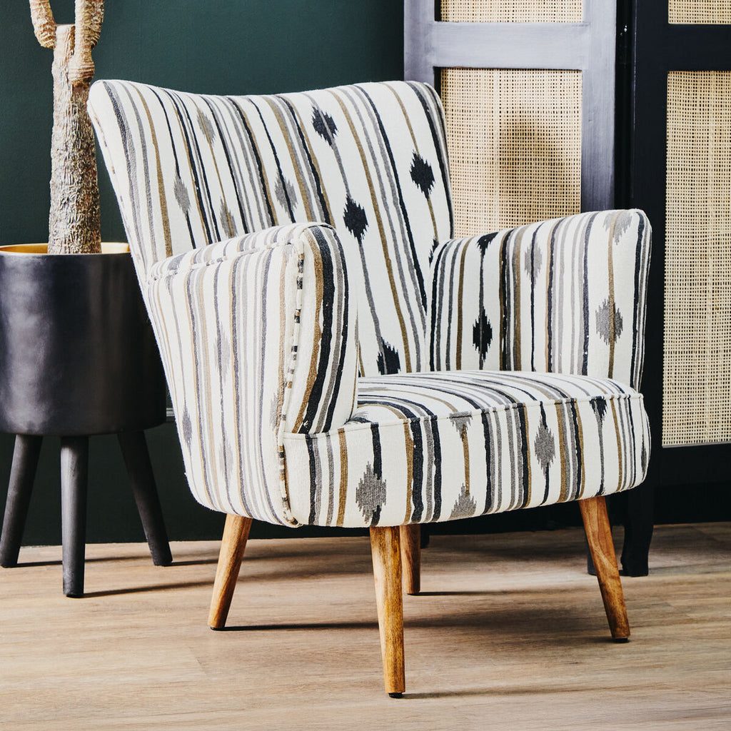 Orsina Cefena Accent Chair – Black and White Patterned Armchair