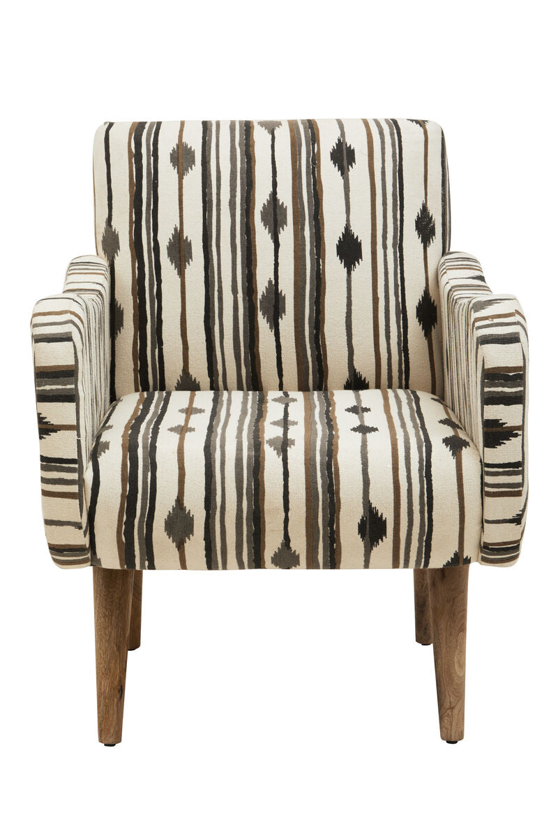 Orsina Cefena Accent Armchair – Black and White Patterned Wood Chair