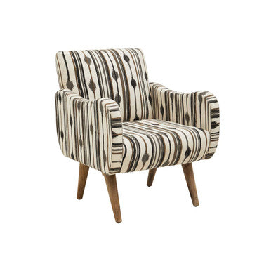 Orsina Cefena Accent Armchair – Black and White Patterned Wood Chair