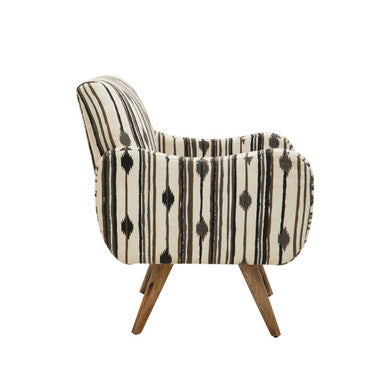 Orsina Cefena Accent Armchair – Black and White Patterned Wood Chair