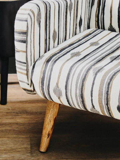 Orsina Cefena Accent Armchair – Black and White Patterned Wood Chair