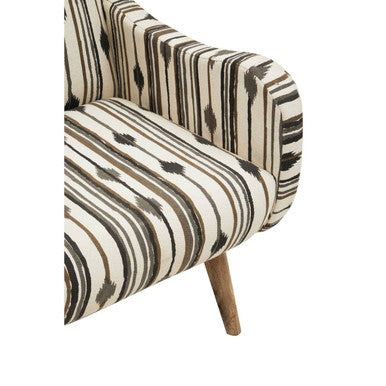 Orsina Cefena Accent Armchair – Black and White Patterned Wood Chair
