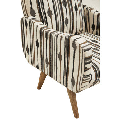 Orsina Cefena Accent Armchair – Black and White Patterned Wood Chair