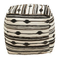 Orsina Cefena Square Pouffe – Black and White Ikat Modern Ottoman