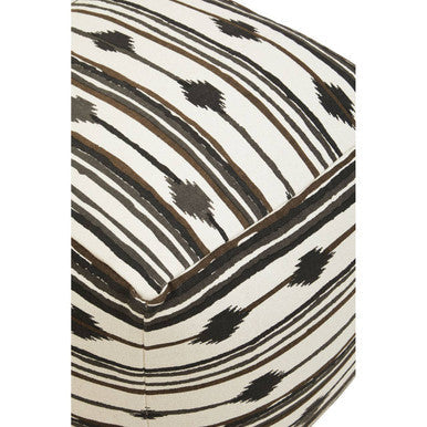 Orsina Cefena Square Pouffe – Black and White Ikat Modern Ottoman