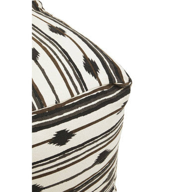 Orsina Cefena Square Pouffe – Black and White Ikat Modern Ottoman
