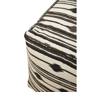 Orsina Cefena Square Pouffe – Black and White Ikat Modern Ottoman