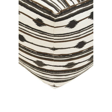 Orsina Cefena Square Pouffe – Black and White Ikat Modern Ottoman
