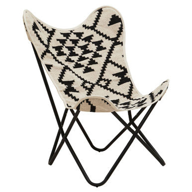 Orsina Cefena Butterfly Chair – Black and White Handwoven Lounge Seat