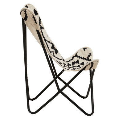 Orsina Cefena Butterfly Chair – Black and White Handwoven Lounge Seat