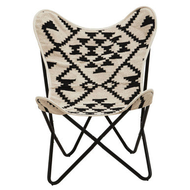 Orsina Cefena Butterfly Chair – Black and White Handwoven Lounge Seat