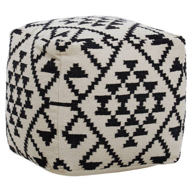 Orsina Cefena Square Pouffe – Black and White Patterned Footrest