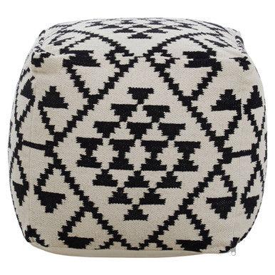 Orsina Cefena Square Pouffe – Black and White Patterned Footrest