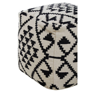 Orsina Cefena Square Pouffe – Black and White Patterned Footrest