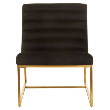 Orsina Black Velvet Lounge Chair | Art Deco Gold Metal Accent Chair