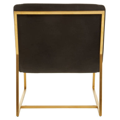 Orsina Black Velvet Lounge Chair | Art Deco Gold Metal Accent Chair