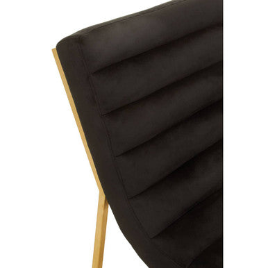 Orsina Black Velvet Lounge Chair | Art Deco Gold Metal Accent Chair
