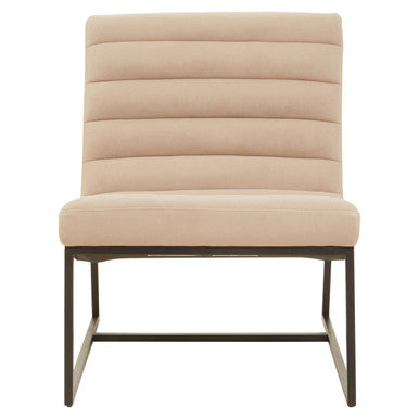 Orsina Vogue Ivory Velvet Lounge Chair – Modern Matte Black Frame