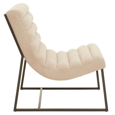 Orsina Vogue Ivory Velvet Lounge Chair – Modern Matte Black Frame