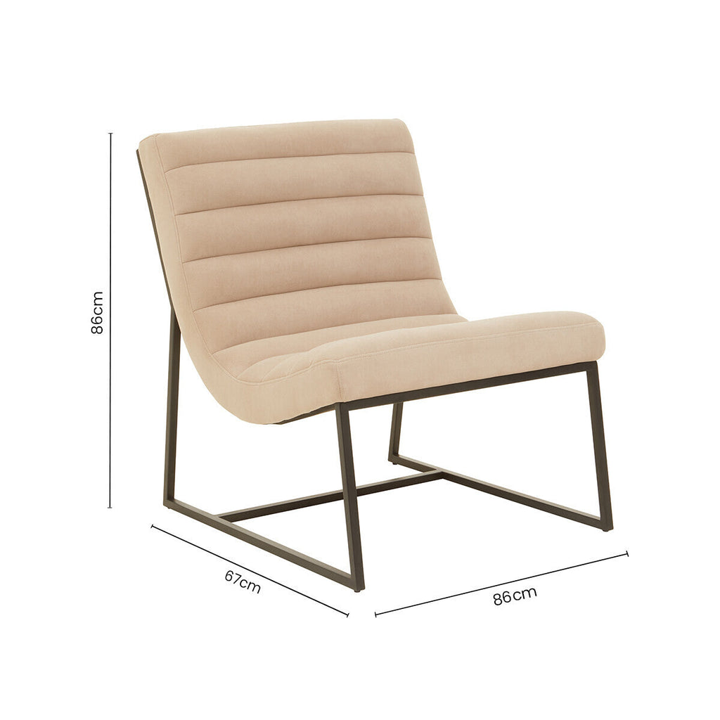 Orsina Vogue Ivory Velvet Lounge Chair – Modern Matte Black Frame