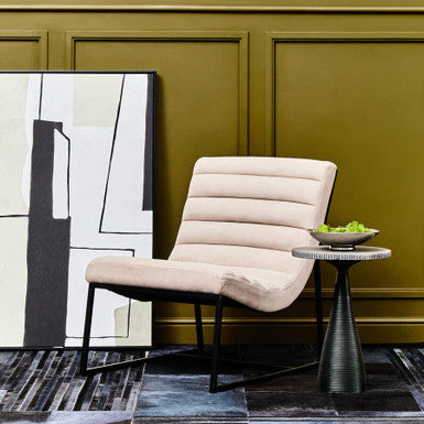 Orsina Vogue Ivory Velvet Lounge Chair – Modern Matte Black Frame
