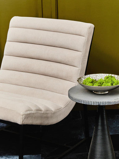 Orsina Vogue Ivory Velvet Lounge Chair – Modern Matte Black Frame
