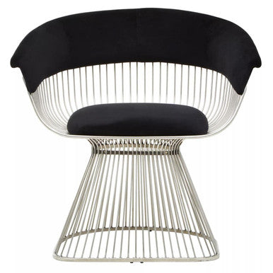 Orsina Vogue Accent Chair | Black Velvet and Silver Stainless Steel
