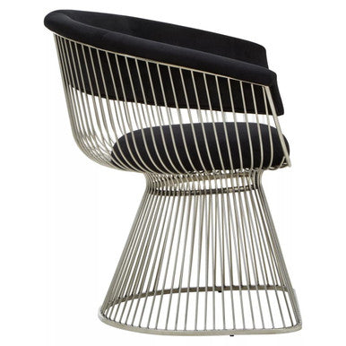 Orsina Vogue Accent Chair | Black Velvet and Silver Stainless Steel