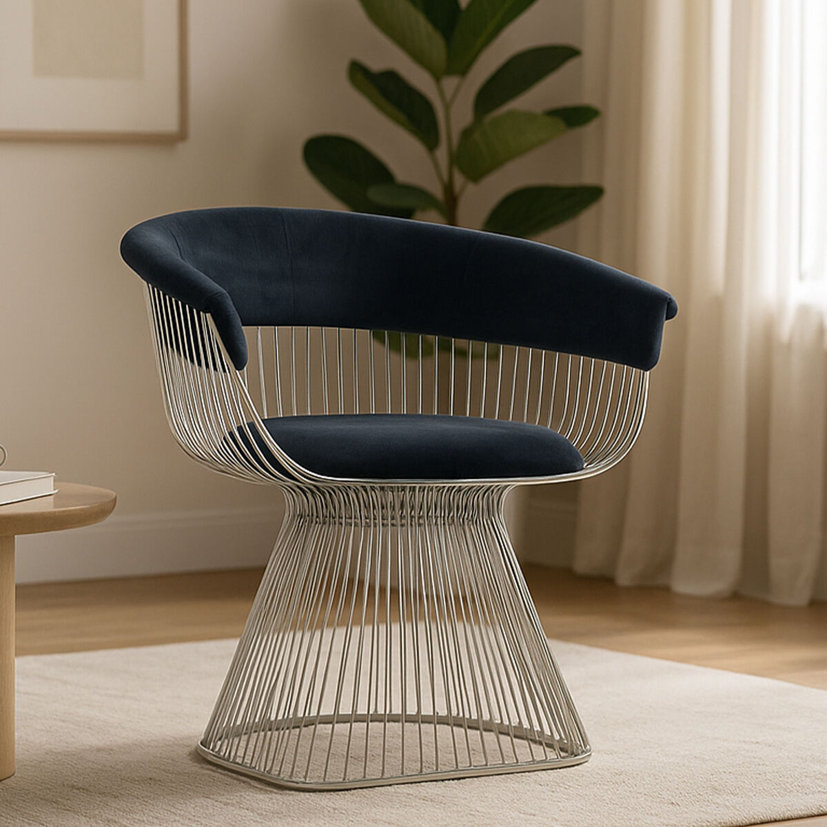 Orsina Vogue Accent Chair | Black Velvet and Silver Stainless Steel