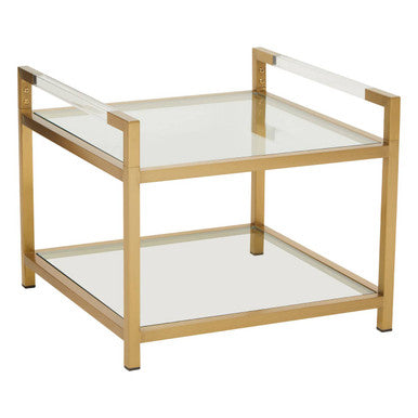 Orsina Vogue Gold End Table – Matte Stainless Steel & Glass Side Table