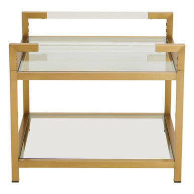 Orsina Vogue Gold End Table – Matte Stainless Steel & Glass Side Table