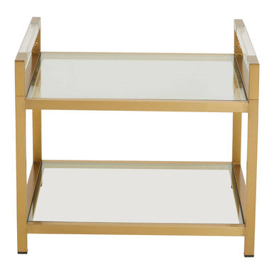 Orsina Vogue Gold End Table – Matte Stainless Steel & Glass Side Table