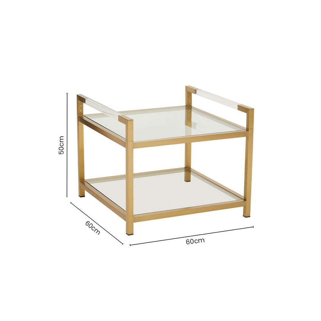 Orsina Vogue Gold End Table – Matte Stainless Steel & Glass Side Table