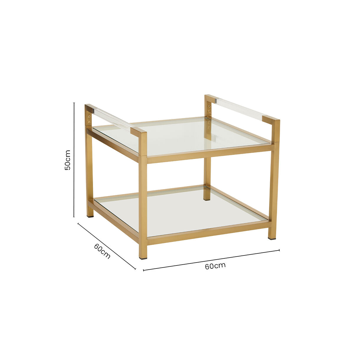 Orsina Vogue Gold End Table – Matte Stainless Steel & Glass Side Table