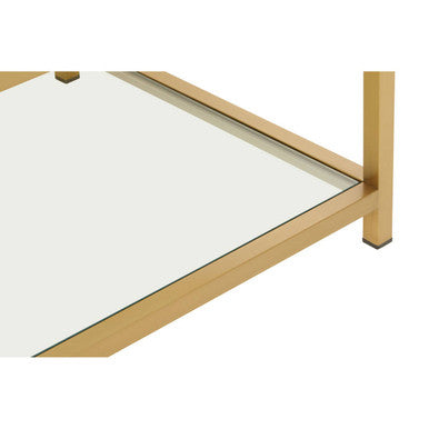 Orsina Vogue Gold End Table – Matte Stainless Steel & Glass Side Table