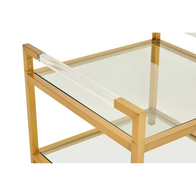 Orsina Vogue Gold End Table – Matte Stainless Steel & Glass Side Table