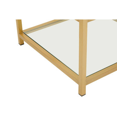 Orsina Vogue Gold End Table – Matte Stainless Steel & Glass Side Table