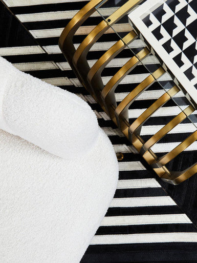 Orsina Matte Gold Slatted End Table | Art Deco Glass Side Table