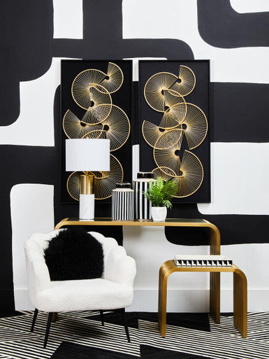Orsina Vogue Matte Gold Slatted Console Table with Glass Top