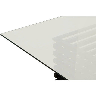 Orsina Vogue Matte Black Stainless Steel and Glass Dining Table