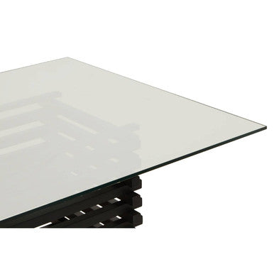 Orsina Vogue Matte Black Stainless Steel and Glass Dining Table