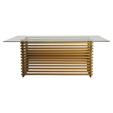 Orsina Vogue Rectangular Glass Dining Table | Matte Gold Stainless Steel
