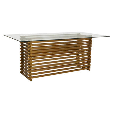Orsina Vogue Rectangular Glass Dining Table | Matte Gold Stainless Steel