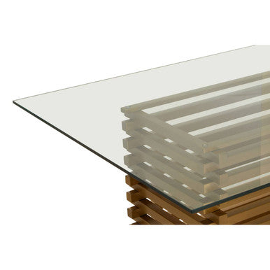 Orsina Vogue Rectangular Glass Dining Table | Matte Gold Stainless Steel